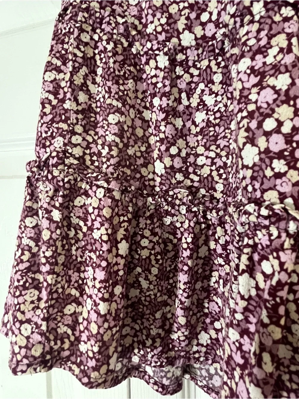 GAP Girls Floral Peplum Top - Plum & Cream